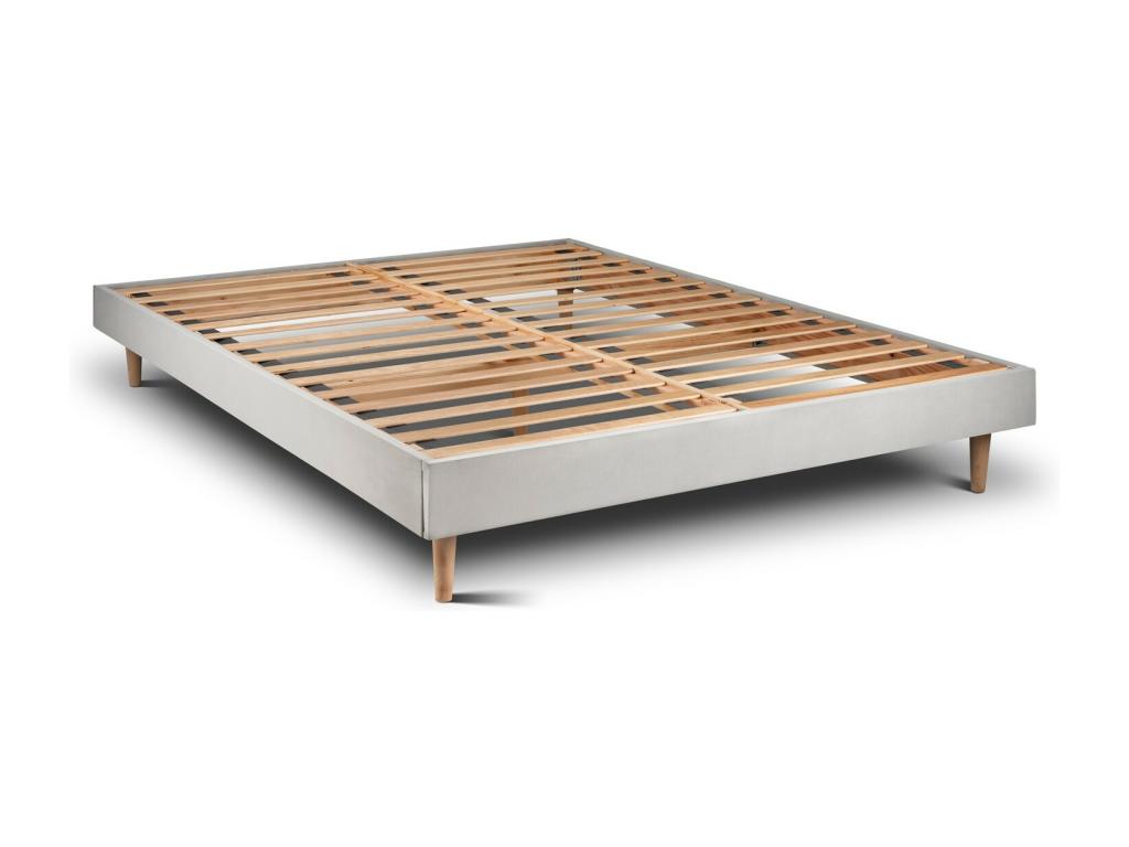 Lysvia Light Grey Velvet Bed Base 150x190 H29cm RMNO09727