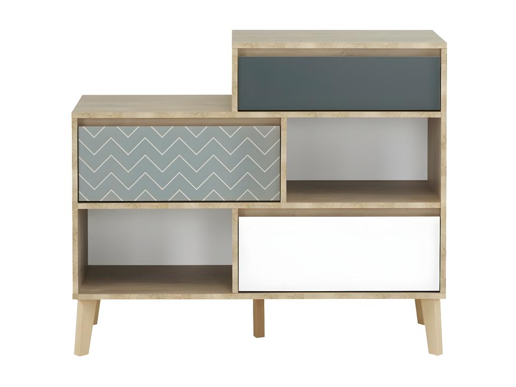 3-drawer chest with 2 shelves - Made in France OZMK90087