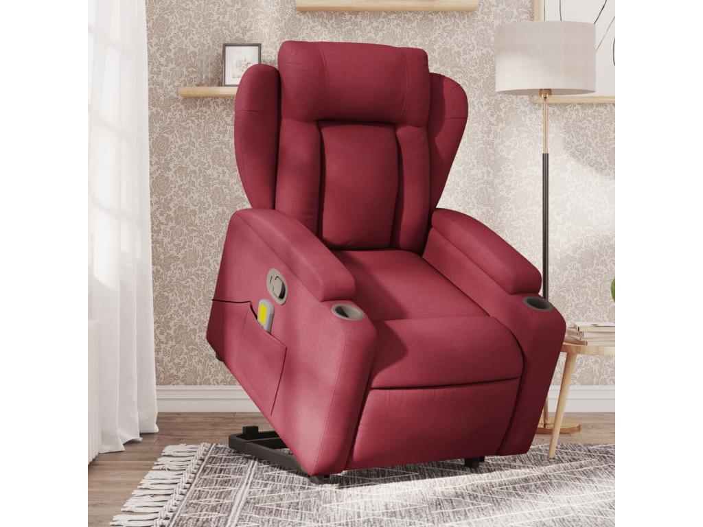Reclining massage chair, burgundy red fabric QYQL98883