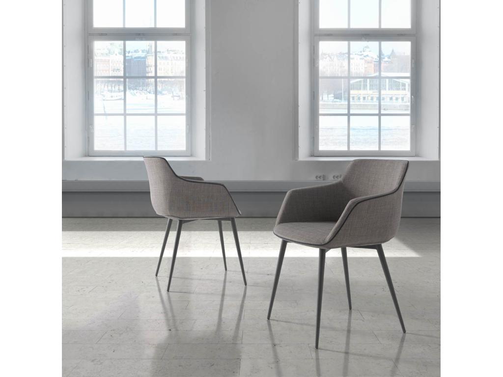 Lysvia fabric chair with steel legs - Set of 2 - Colour Lysvia 53 REWD74802