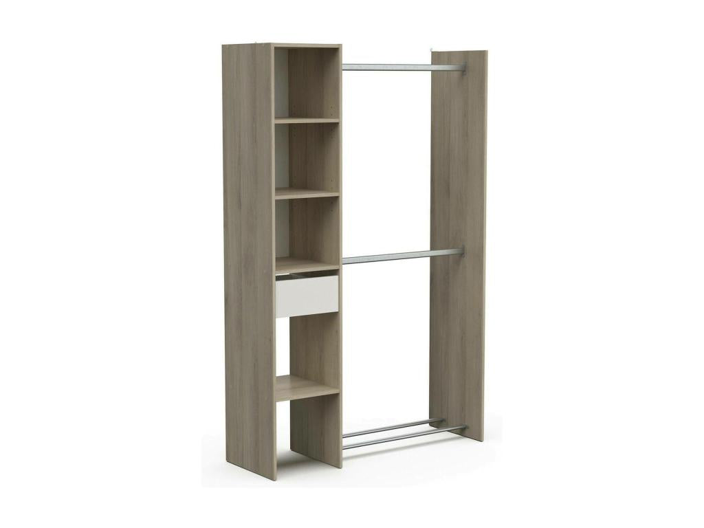 Large Wardrobe Bedroom Furniture Walk-in Closet Clothes Closet 118x40 h183 cm Oak and Matte White XMLH32997
