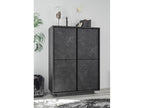 Lysvia 4-door display cabinet in black marble finish, 92x145x43 cm, MAZR79445