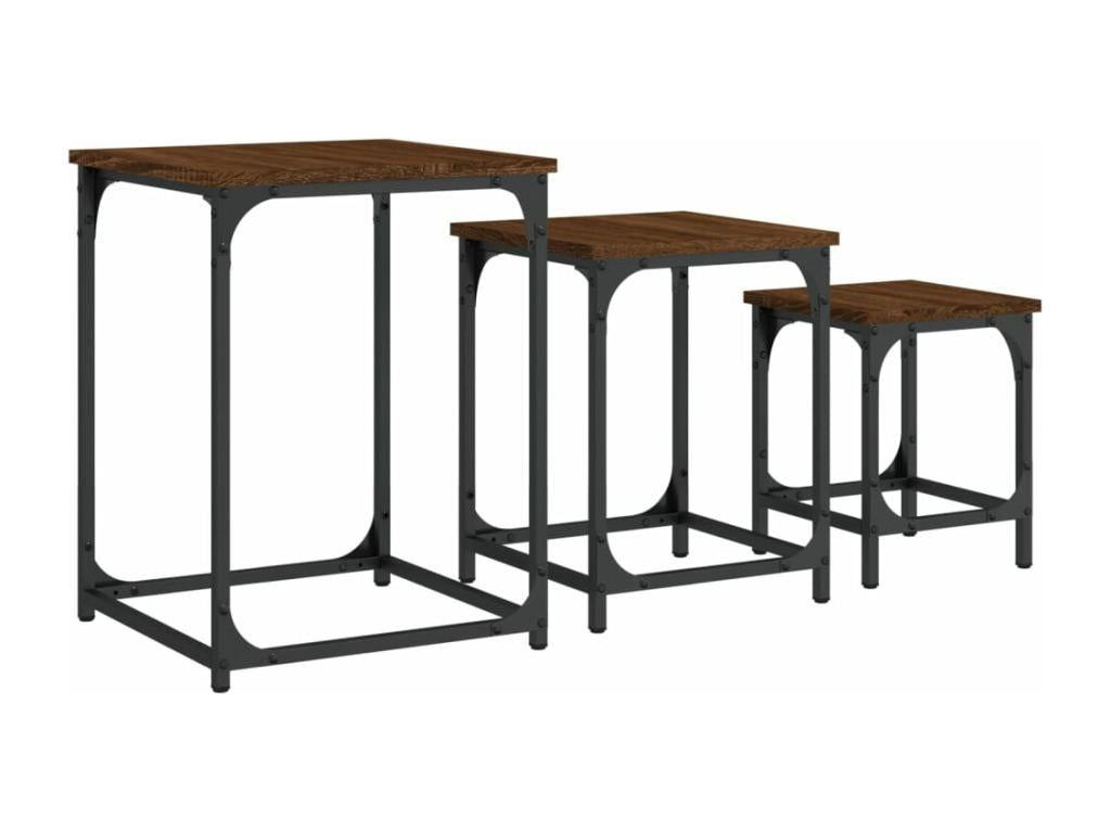 Nesting coffee tables, 3 pieces, brown oak engineered wood ZTLL14875
