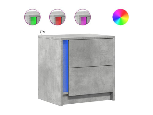 Bedside cabinets and LED Lysvières 2 pcs concrete grey SMPV24394