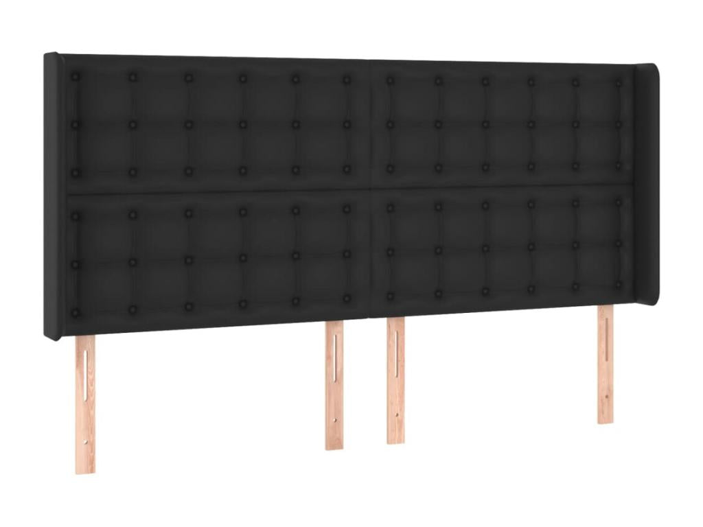 Black LED Headboard 183x16x118/128 cm Faux Leather YDBD36425