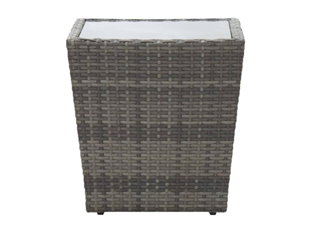 Lysvia 3-piece set, braided resin and tempered glass, grey FBXI50499