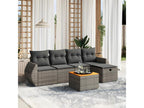 6-piece garden furniture set with grey resin wicker cushions CFXB72761