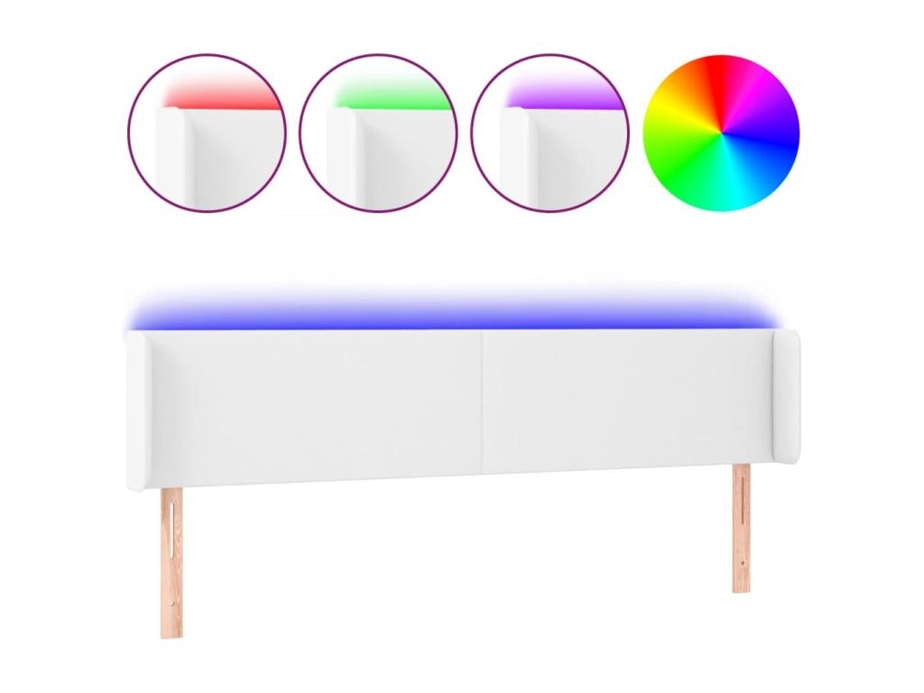 White LED Headboard 183x16x78/88 cm Faux Leather EDHU11458