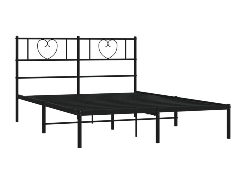 Metal bed frame with black headboard 150x200 cm AISH48530
