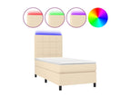 Bed base and mattress with LED lighting, Cream, 90x190 cm, Fabric EUXG91848