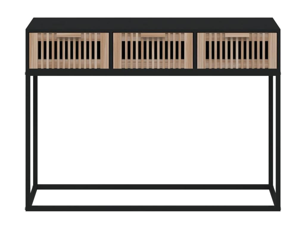 Black console table 105x30x75 engineered wood and iron ICHZ14029