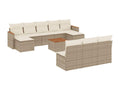 11-piece garden furniture set with beige resin wicker cushions RAYK74689