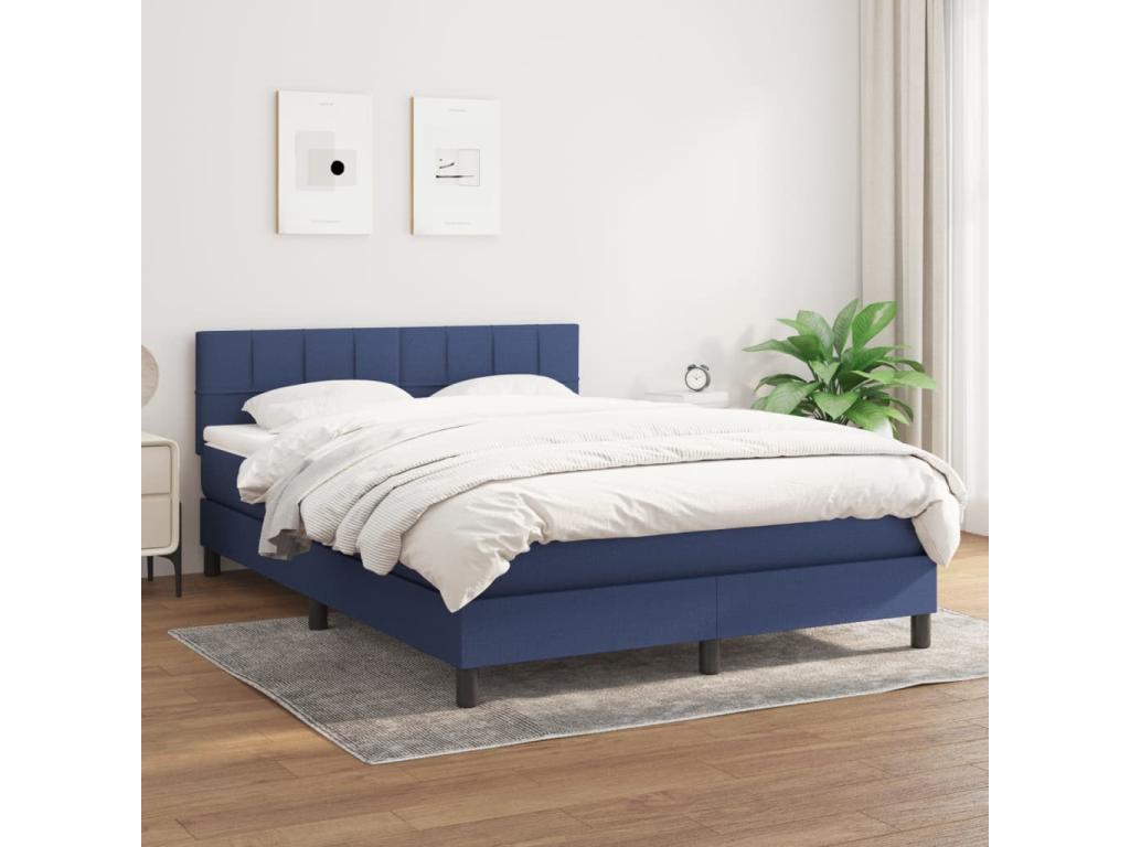 Bed base with mattress, blue, 140x190 cm, fabric QXNH00868