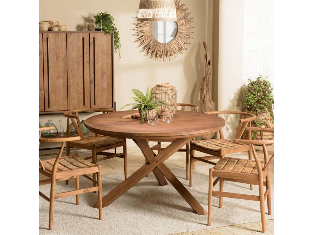 Lysvia - Round dining table 130x130cm in recycled teak wood QBOU78744