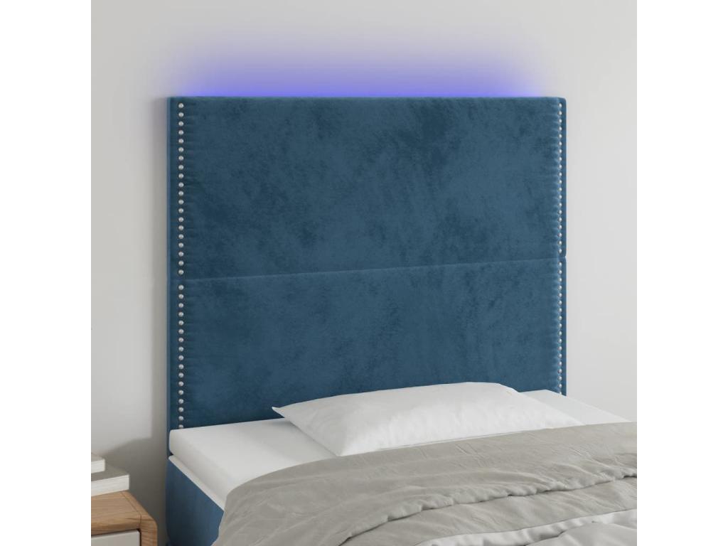 Dark Blue LED Headboard 80x5x118/128 cm Velvet UYCL70301