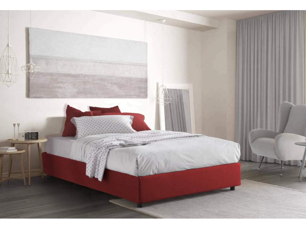 Double bed with storage bed, fabric upholstery, Made in Italy, Front opening, suitable for a 140x190 cm mattress, Red PFRS85435