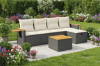 6-piece garden furniture set with cushions, black woven resin LRLJ77980