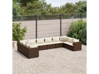 10-piece garden furniture set with brown resin wicker cushions WPPA62748
