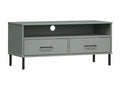 TV stand with metal legs, Grey, Solid pine wood, Lysvia KGTP31308