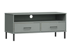TV stand with metal legs, Grey, Solid pine wood, Lysvia KGTP31308