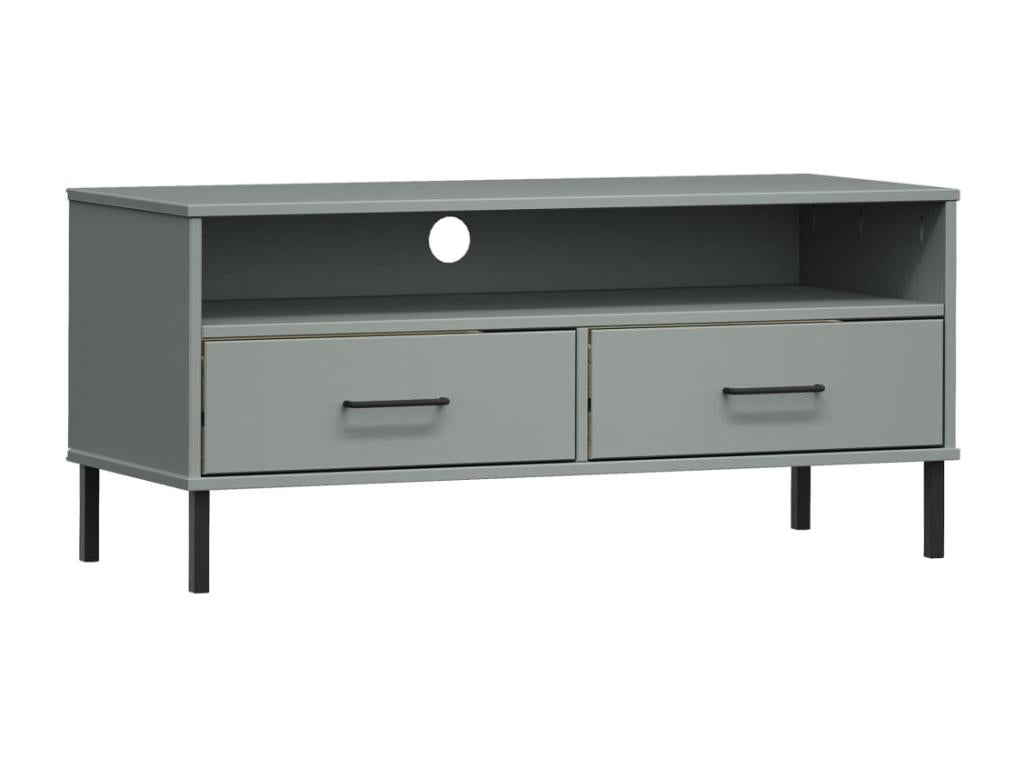 TV stand with metal legs, Grey, Solid pine wood, Lysvia KGTP31308