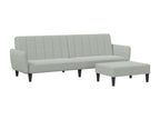 WALZ95492 2-seater sofa bed with footrest, light grey velvet