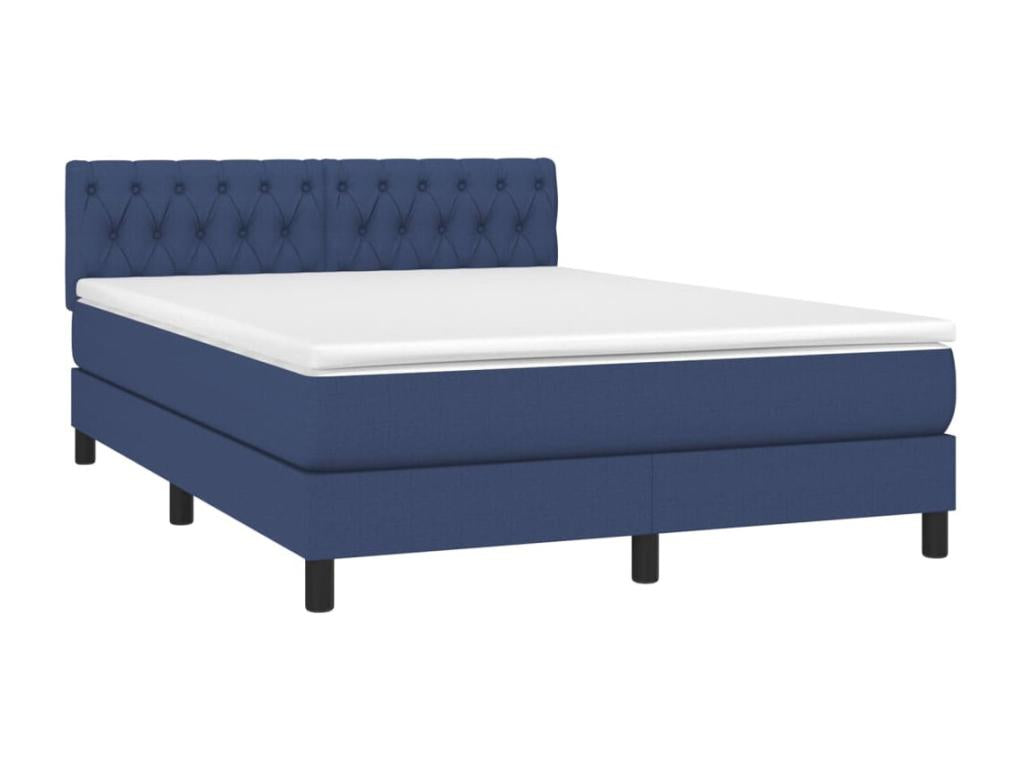 Lysvia bed base with mattress, blue, 140x190 cm, fabric, JTRC37779