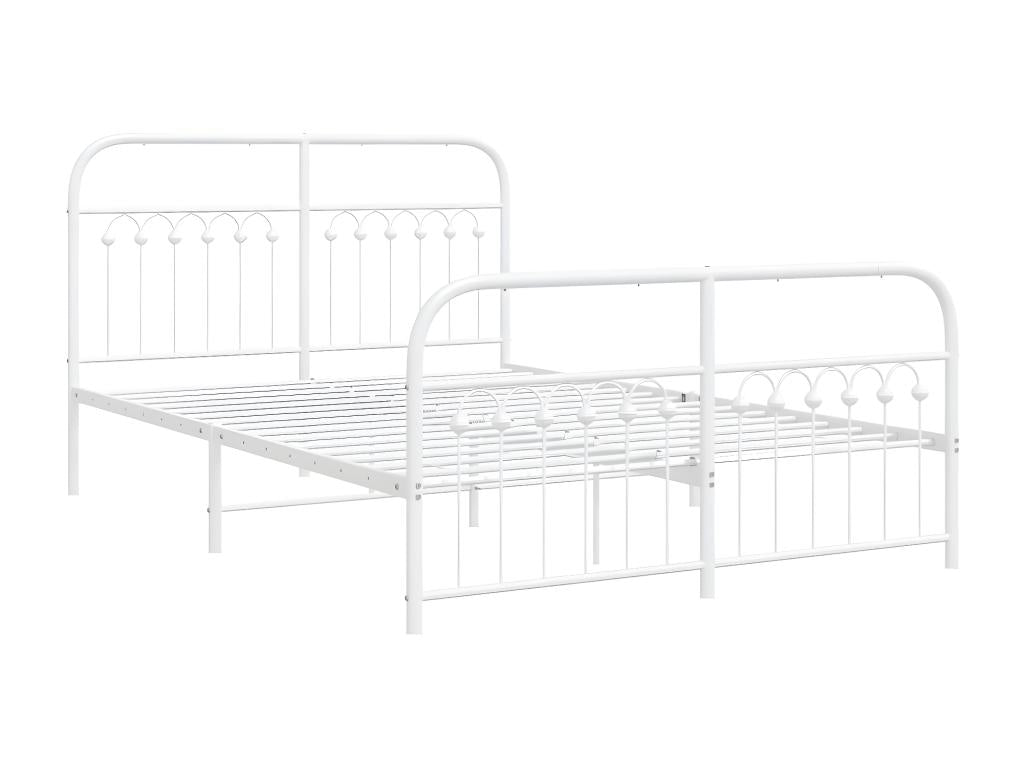 Metal bed frame with white headboard/footboard 140x190cm HMTF26363