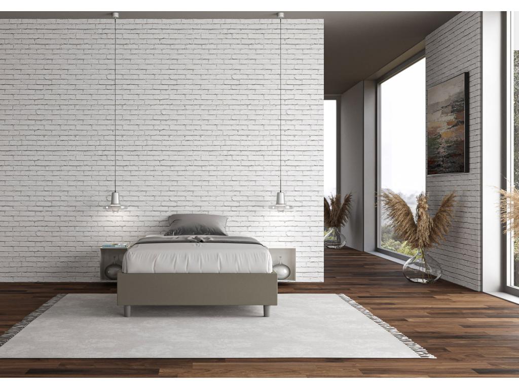 Single bed frame with upholstered slatted base 120x210 cm, cappuccino faux leather, Lysvia WZZR38910