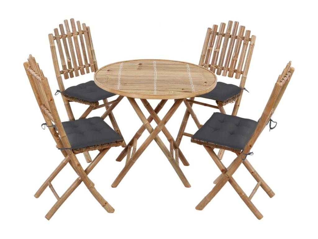 Lysvia MJDB52686 5-Piece Folding Outdoor Dining Set with Cushions
