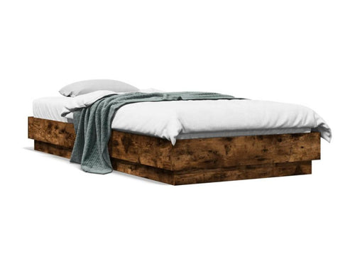 Bed frame without mattress, smoked oak, 90x200cm, engineered wood, FOZY78040