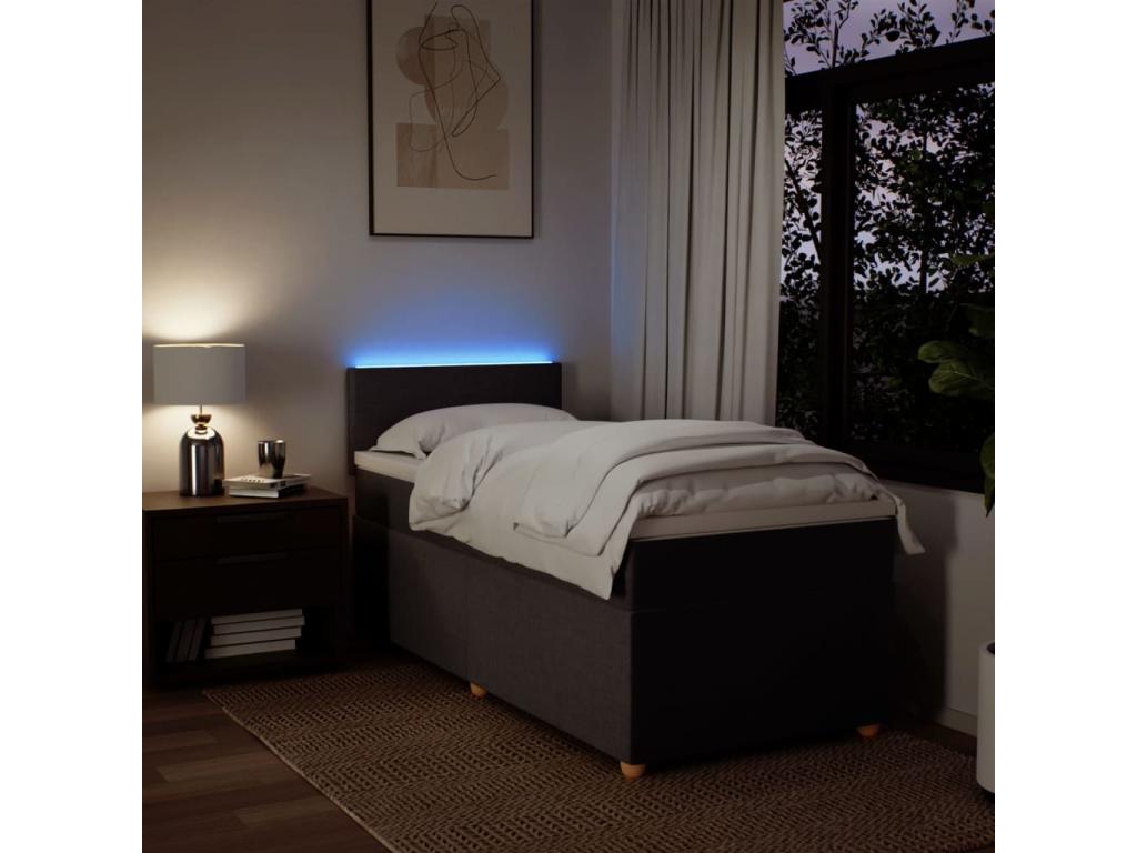 Lysvia bed base with dark brown mattress 100x200 cm NPJA66145