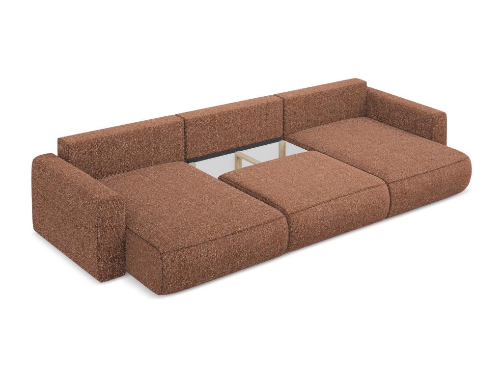 Elariva QGPB57389 Panoramic Corner Sofa Bed in Textured Fabric - Terracotta
