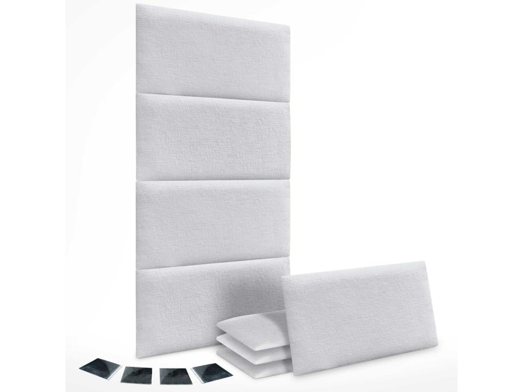 Elariva Pack of 8 Self-Adhesive Acoustic Wall Panels in Eco-Friendly Wool, Shock Absorbing Protection, White, 50x30cm x8 PEHY03999