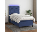 Upholstered bed base with mattress and LED light, blue, 90x190 cm, fabric WTGN58423