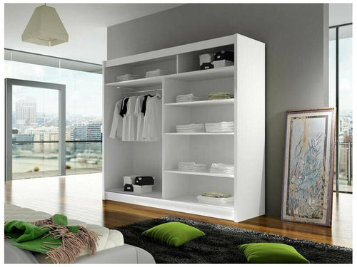 Lysvia 126 White Wardrobe 215x180x58cm Sliding Wardrobe Doors LRXC86331