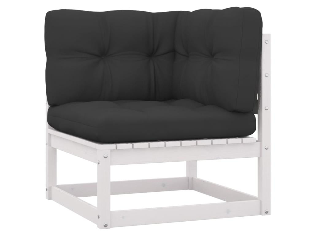 10-piece garden furniture set with cushions, white, solid pine wood, 3 QVUU98362