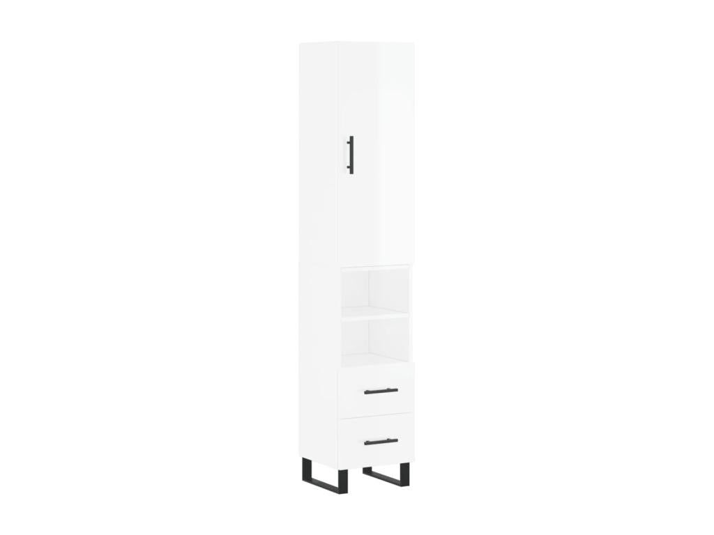 High-gloss white sideboard, 34.5x34x180 cm, engineered wood, FBPI80782