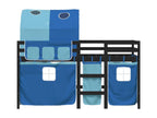 Children's loft bed with tunnel, mattress not included, blue, 80x200 cm, LWEQ35890