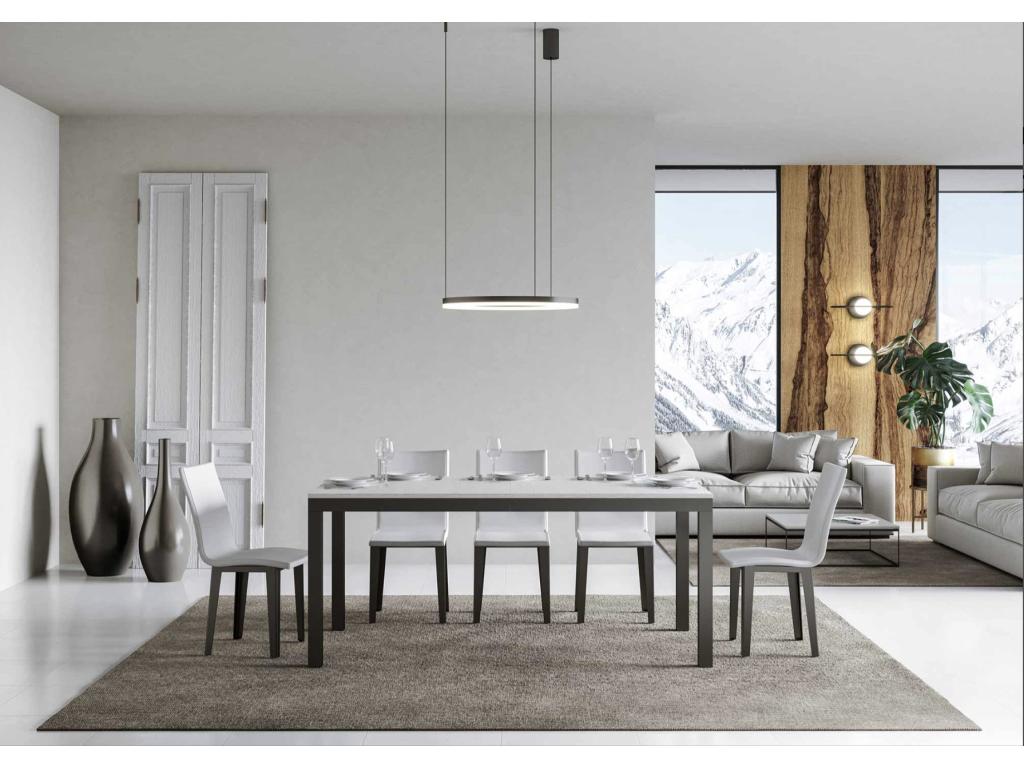 Evolution Extendable Dining Table - White - Elariva Base and Support - Extendable Width 180 to 284cm VINY33181