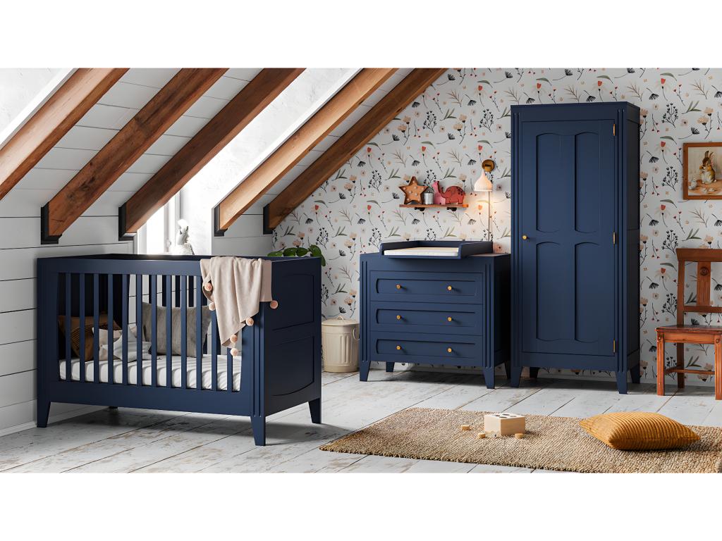 Complete nursery set including convertible cot, changing table and 1-door wardrobe, Blue SYVP53513
