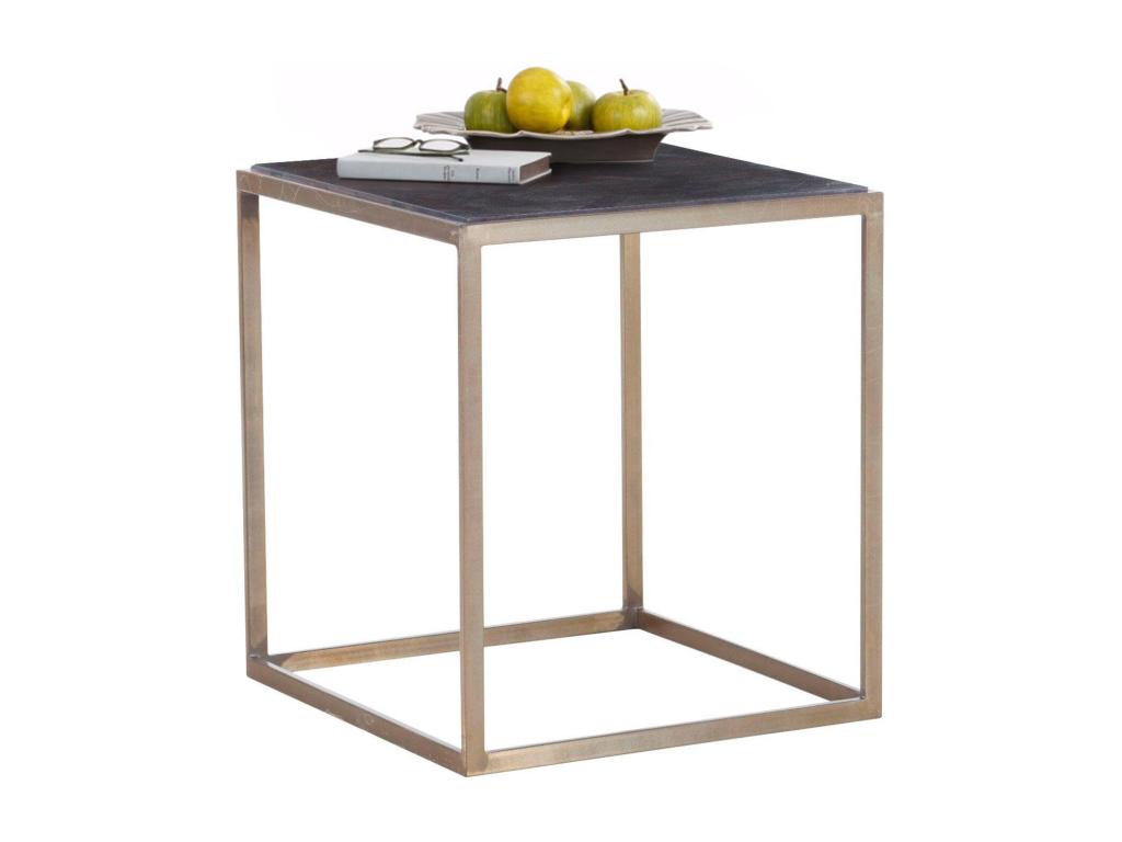 Lysvia - Antique Brass/Walnut Side Table JFWI50105