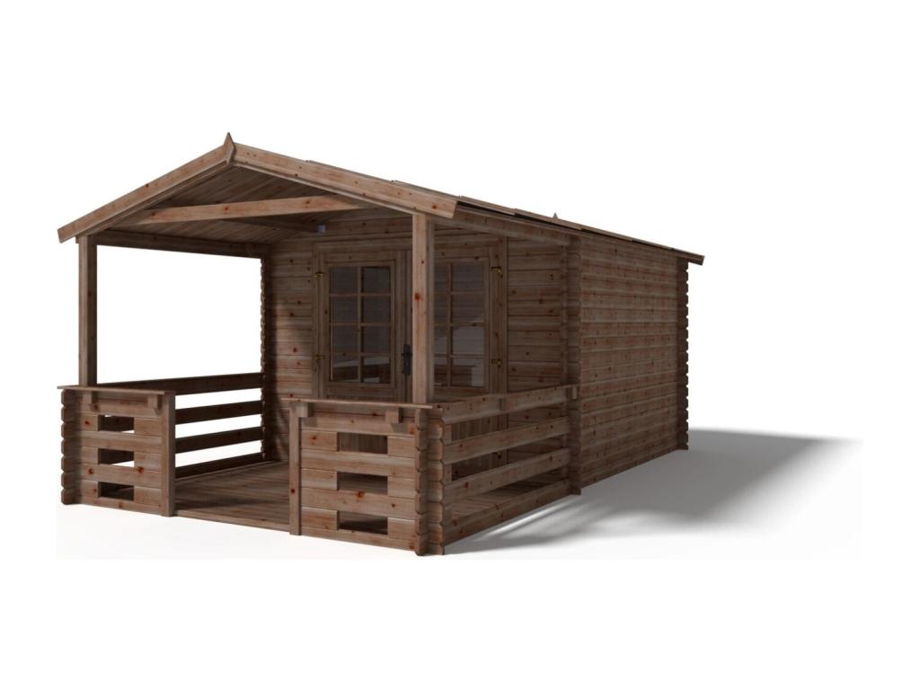 Wooden eaves 3x2m for garden shed, 3m, brown treated - DOM146 - Elariva XHII19275