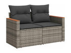 10-piece garden furniture set with cushions, grey woven resin HRMA77972