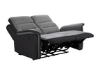 2-Seater Reclining Sofa in Microfiber and Faux Leather - Grey and Black - Elariva LINP78381