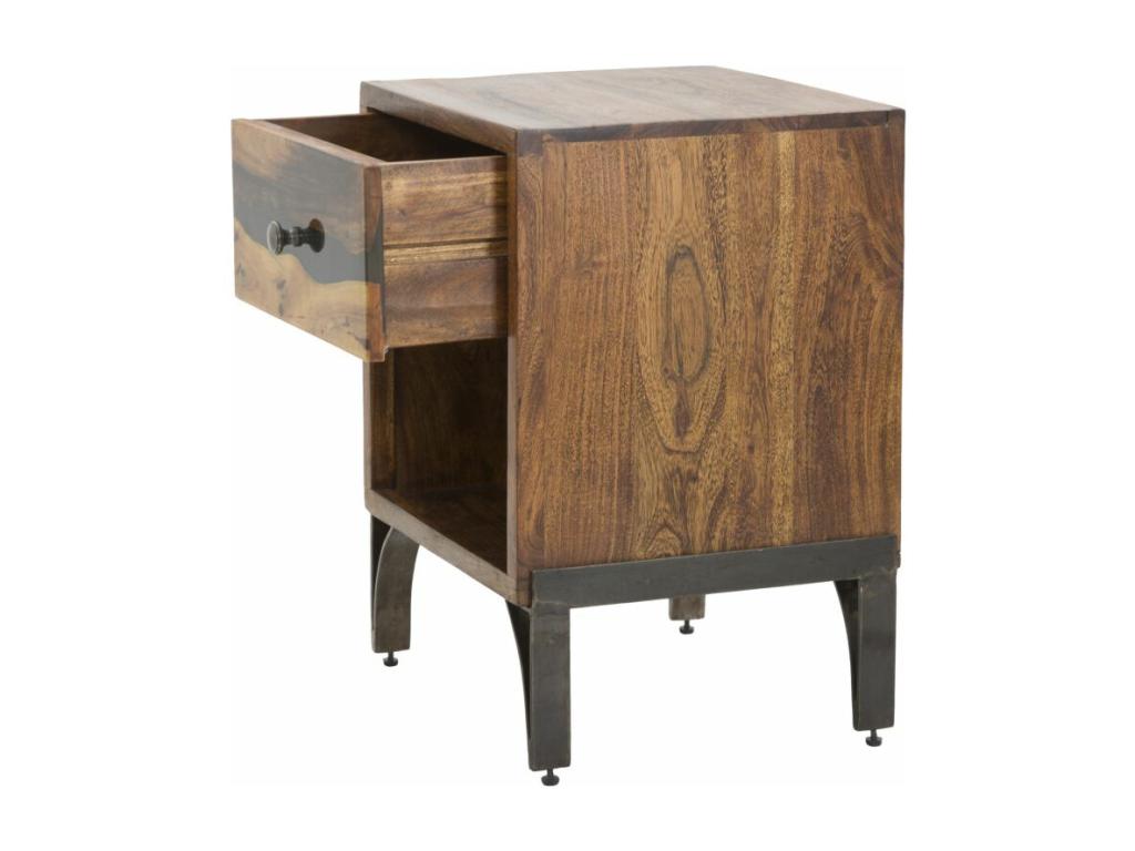Brown wooden bedside table with drawer, 44x40x60 cm, FUXM76945