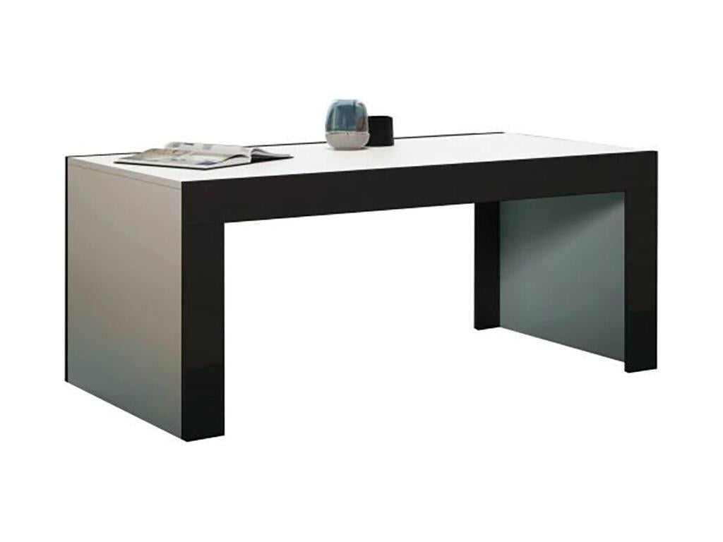 Large matte white coffee table with black lacquered edges QWWP22482