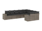 9-piece garden furniture set with grey resin wicker cushions VOQZ84409