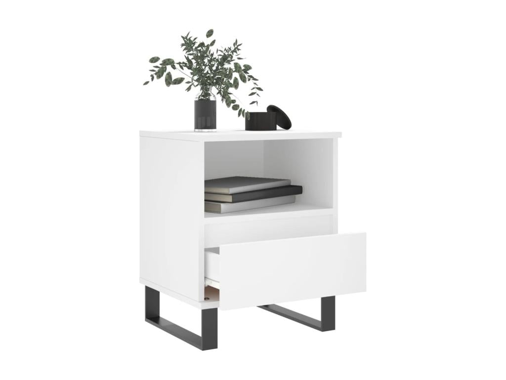 2-piece bedside tables, white, 40x35x50 cm, engineered wood XABP43284