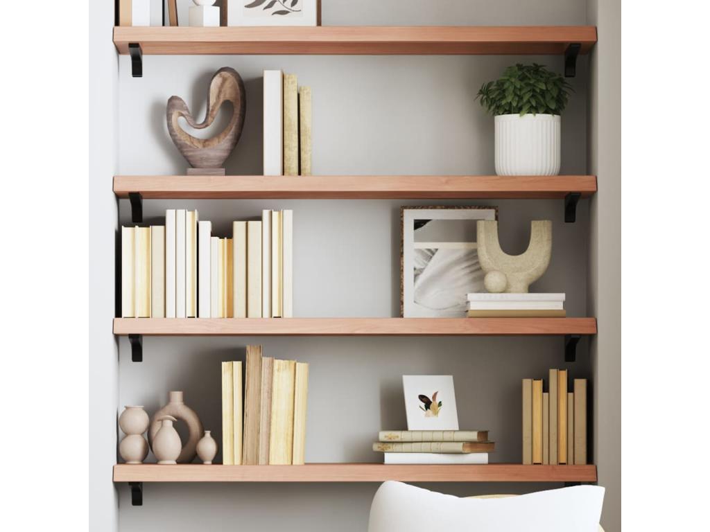 Light brown wall shelf, solid treated oak wood, OPYE35646